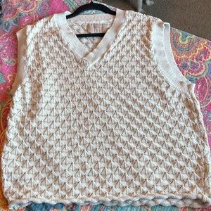 PacSun Cream V-Neck Sweater Vest